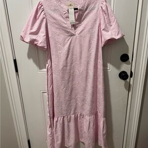 Umgee Pink Ruched Puff Sleeve Sundress